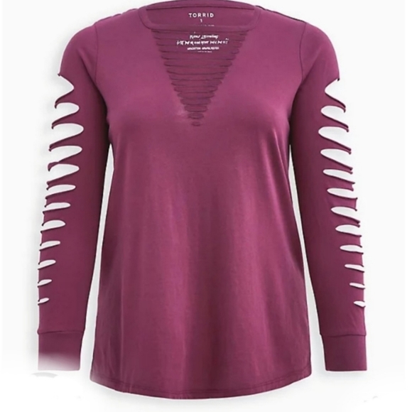 TORRID Purple Violet Slash Classic Fit Long Sleeve Tee! NWT! - Picture 4 of 6